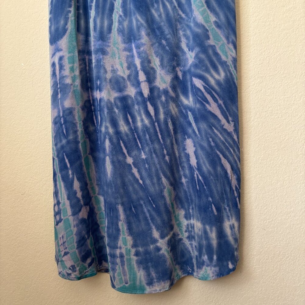 Fraiche by J Boho Tie Dye Print Maxi Length Dress Beachy Coastal - Picture 4 of 9